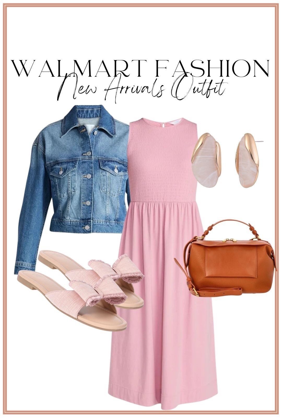 This pink midi dress is the sweetest spring staple 💕🌸 The smocked bodice is so flattering and comfortable, and the flowy silhouette makes it perfect for everything from Easter to brunch to everyday wear.

I layered it with a classic denim jacket for an easy casual look and added bow slide sandals (obsessed 😍), a warm brown crossbody bag, and soft statement earrings to tie it all together. The mix of blush pink and denim feels so fresh for spring!

If you’re searching for a pink spring dress, Easter outfit ideas, affordable Walmart dresses, or easy layering pieces like a cropped denim jacket — this entire look is such a good find.

Head to toe Walmart fashion and such great quality for the price 👏

#WalmartFinds #WalmartStyle #SpringOutfits #PinkDress #EasterOutfitIdeas #AffordableStyle #LTKUnder50 #DenimJacketStyle #EverydayChic
