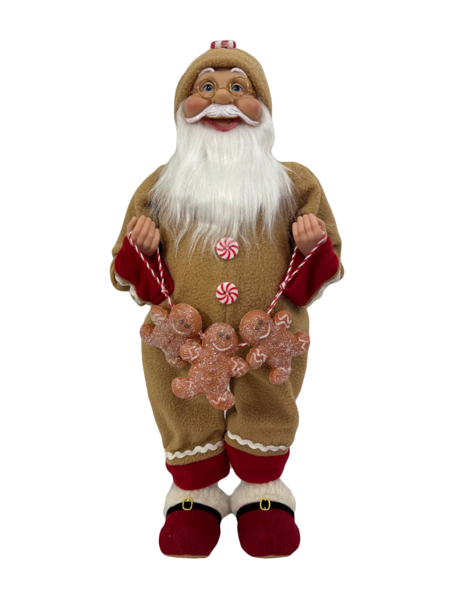 Holiday Time 18in Gingerbread Santa Holds Cookie Garland For Sweet Holiday Cheer. | Walmart (US)