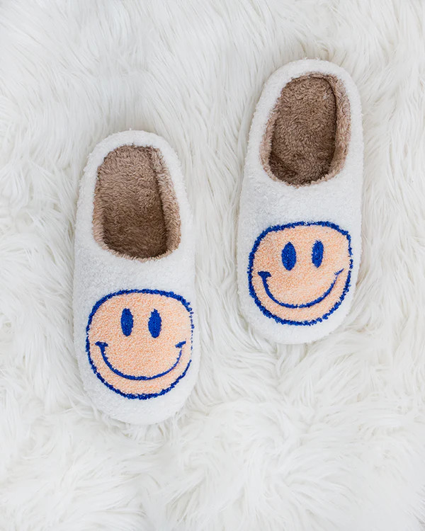 Smiley Face Peach Slippers | Grace and Lace