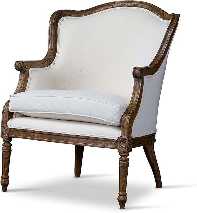 Baxton Studio Charlemagne Traditional French Accent Chair, White | Amazon (US)