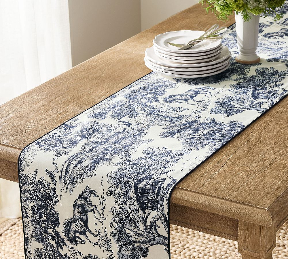 Brandon Maxwell Groveland Toile Reversible Table Runner | Pottery Barn (US)