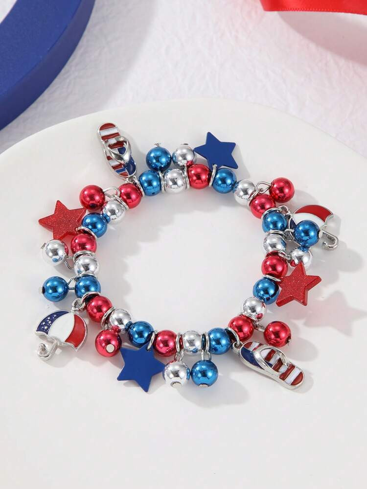 1pc American Flag Beaded Bracelet For Women, Independence Day Gift | SHEIN