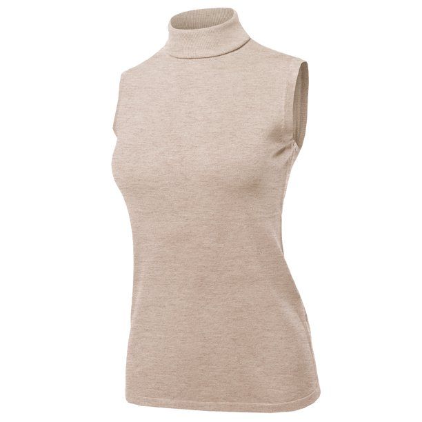 A2Y Women's Sleeveless Viscose Turtle Neck Sweater Top Khaki S | Walmart (US)