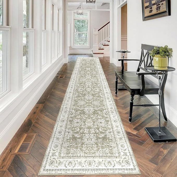 Washable Hallway Runner Rug 2'5x10 - Long Non-Slip Vintage Floral Boho Kitchen Runner Rugs for Li... | Amazon (US)