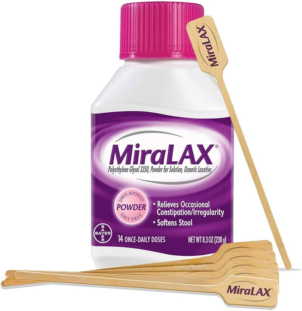 MiraLAX Gentle Constipation Relief Laxative Powder with Stirrer, Stool Softener with PEG 3350, No... | Amazon (US)