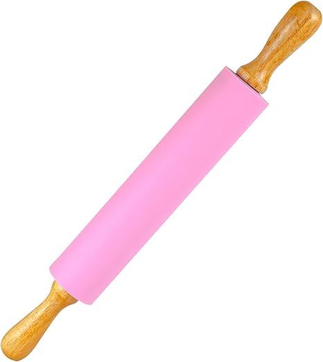 Silicone Rolling Pin for Baking - Nonstick Surface Wooden Handle (17" Large) | Amazon (US)