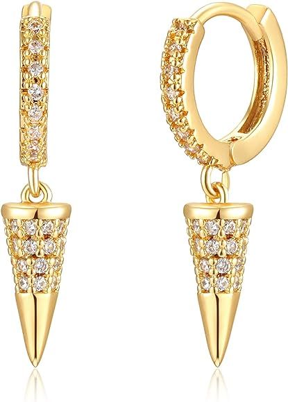 Evil Eye Huggie Hoop Earrings for Women Girls 18k Gold Plated Heart Pendant Huggie Earrings Tiny ... | Amazon (US)
