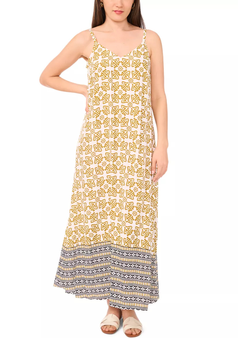 Women's Border Printed Challis Maxi Dress | Belk