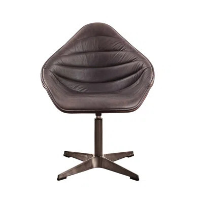 Pipino Antique Ebony Top Grain Leather Accent Chair With Swivel | Wayfair North America