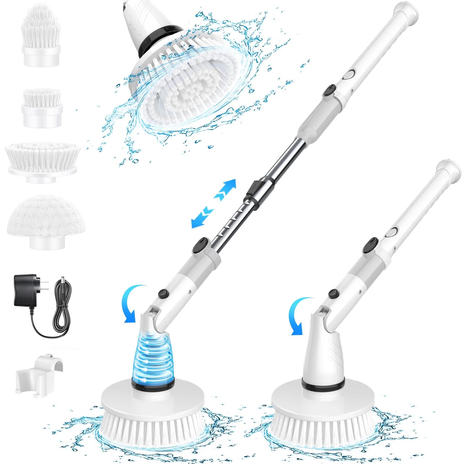 SZRSTH Electric Spin Scrubber - Cordless Cleaning Brush with 4 Heads & Extension Handle Power Sho... | Walmart (US)