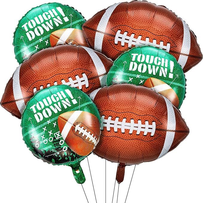 6 Pieces Football Balloons Set, 3 Pieces Football Field Balloons and 3 Pieces Football Foil Ballo... | Amazon (US)