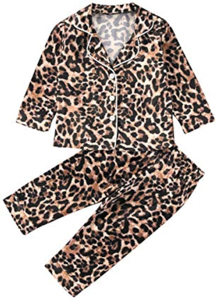Toddler Girl Cute Long Sleeve Button Down Pajamas Set Lounge Set Sleepwear Nightwear | Amazon (US)