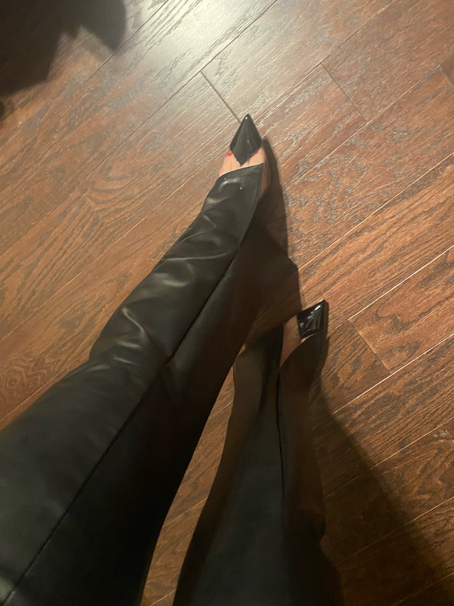 Leather split hem pants medium; clear Cuban toe heels size 10 (run small) 

#LTKHoliday #LTKGiftGuide #LTKshoecrush