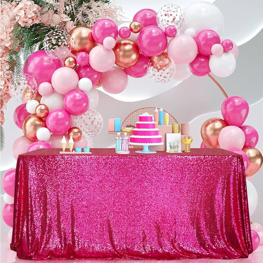 PartyDelight Hot Pink Sequin Tablecloth 60x102 Inch Rectangle Tablecloth Glitter Tablecloth for P... | Amazon (US)