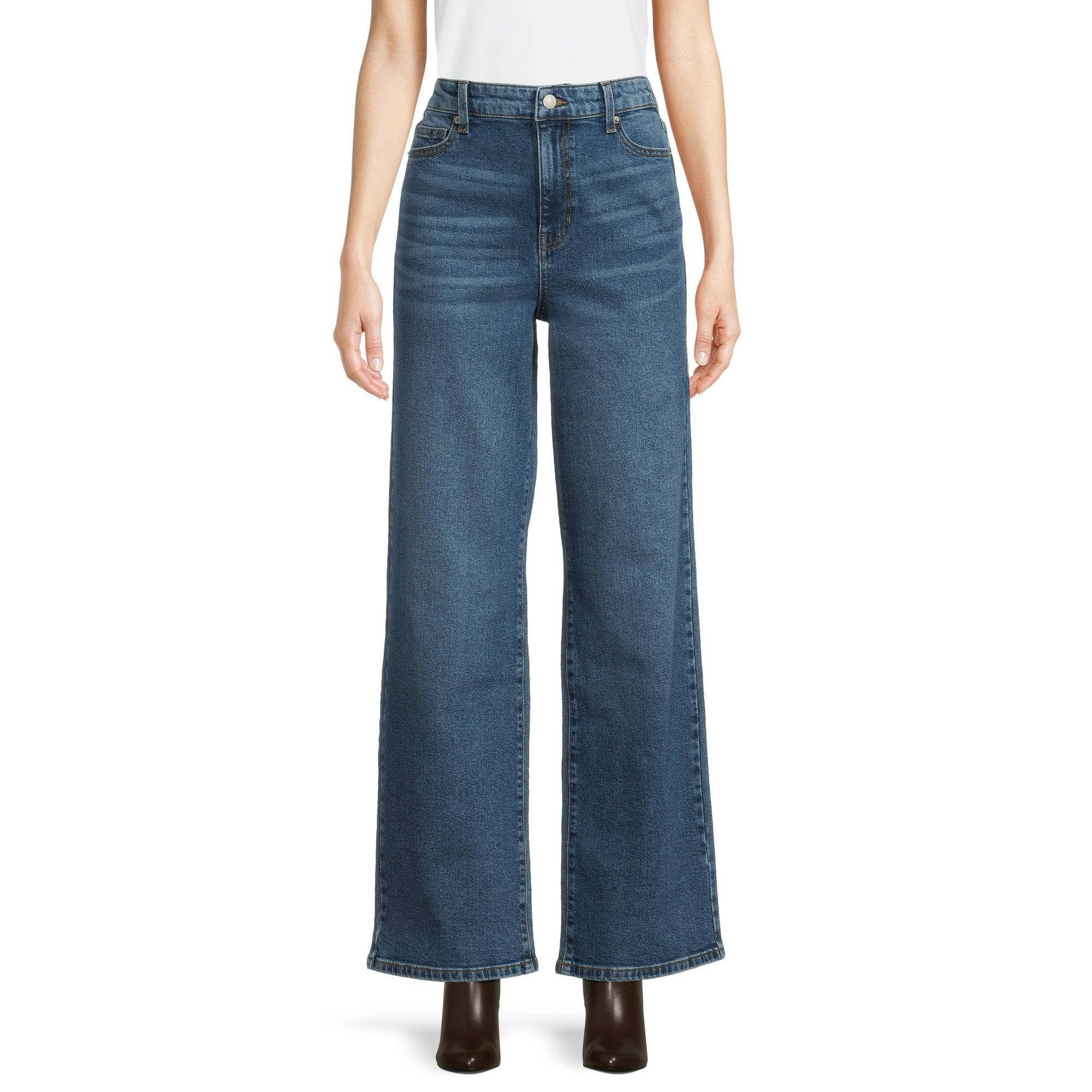 No Boundaries High Rise Baggy Wide Leg Jeans, 32" Inseam, Women's and Womens' Plus | Walmart (US)