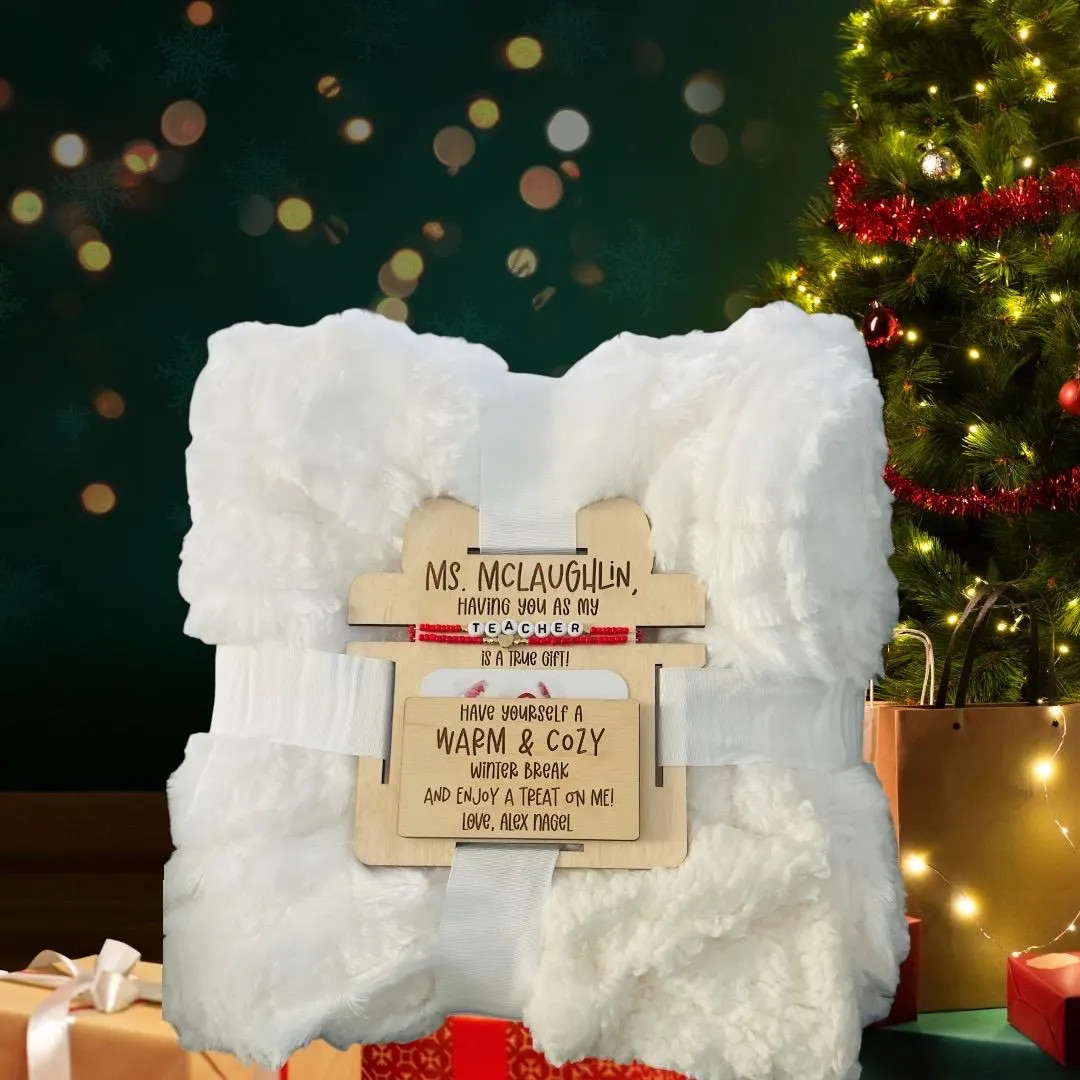 Teacher Blanket, Wood Gift Card Holder Tag, Teacher Bracelets, Christmas, Teacher Appreciation, T... | Etsy (US)