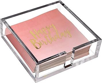 Acrylic Cocktail Napkin Holder Clear Holders Coasters Plastic Tray Decorative Lucite for Kitchen ... | Amazon (US)