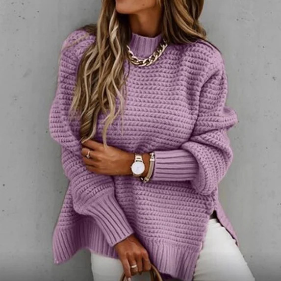 Dezsed Women's Turtleneck Oversized Sweaters Women Solid Color Long Sleeve Pullove O-Neck Casual ... | Walmart (US)