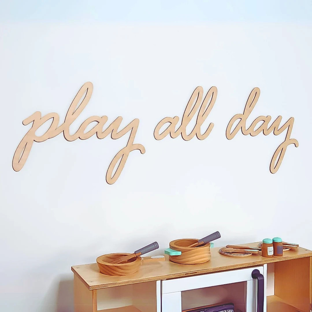 Play All Day Sign | Wall Lettering | Wooden Nursery Sign | Nursery/playroom Decor | Wall Art | Be... | Etsy (US)