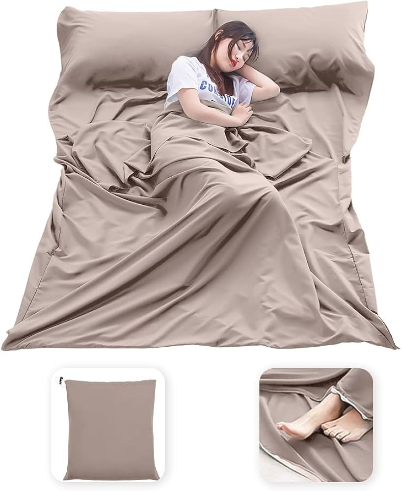 Sleeping Bag Liner Lightweight Compact Sleeping Bag Sack Portable Clean Travel Sheet with Zippere... | Amazon (US)