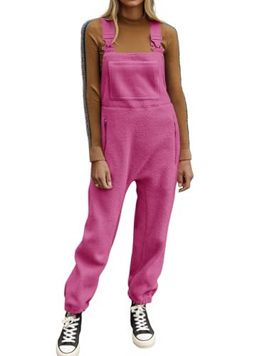 Ebifin Women's Fleece Warm Overalls Winter Loose Casual Jumpsuits with Pockets | Amazon (US)