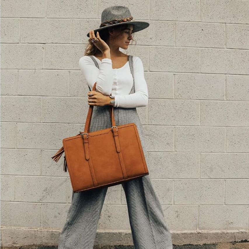 ECOSUSI Laptop Tote Fits Up to 15.6 Inch Briefcase for Women Office Handbags large Capacity with 3 L | Amazon (US)