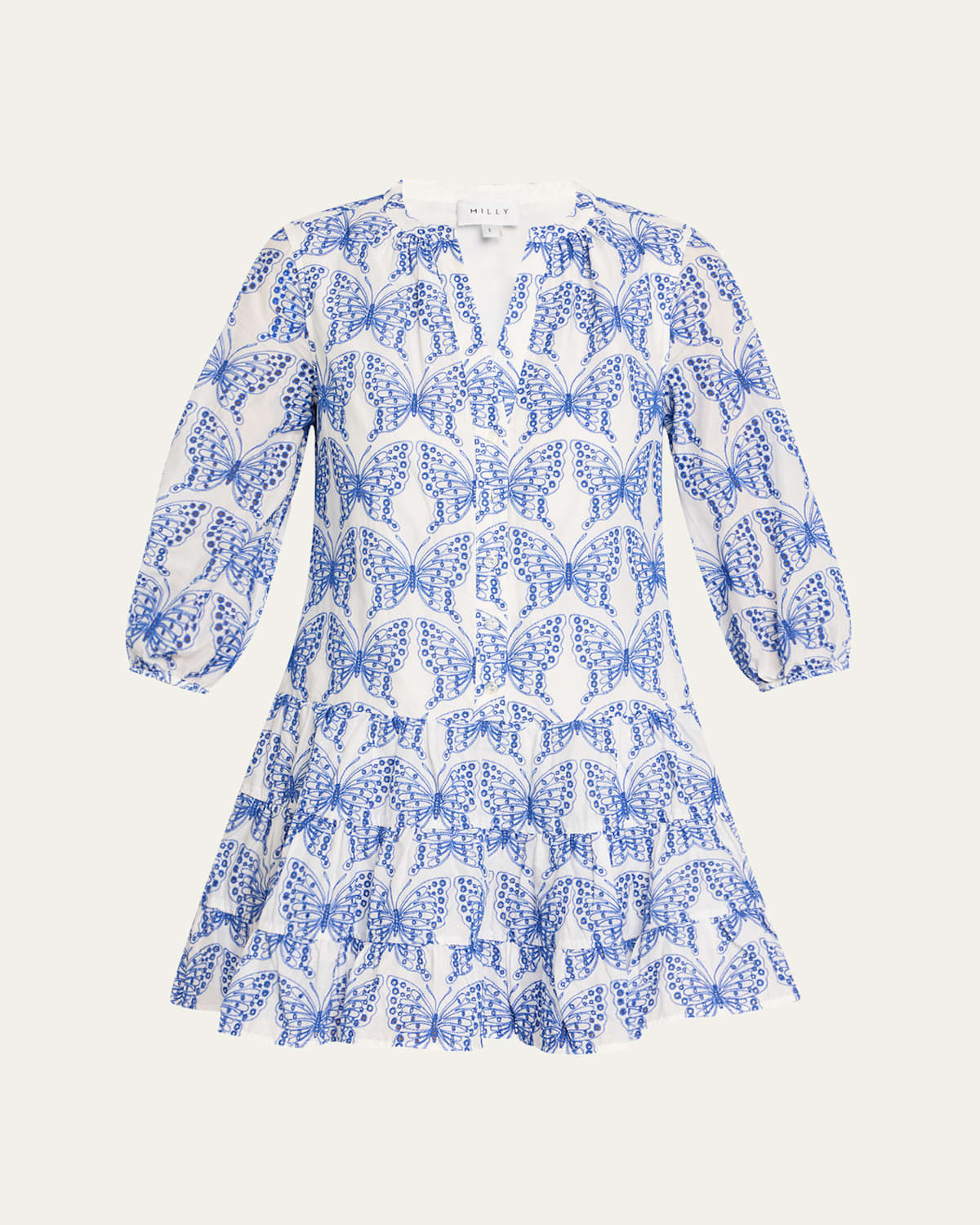 Tiered Eyelet Butterfly-Embroidered Mini Dress | Bergdorf Goodman