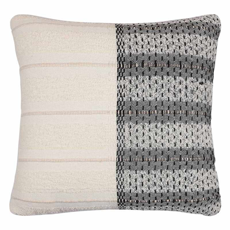 Black & Yellow Split Woven Outdoor Throw Pillow, 18" | At Home