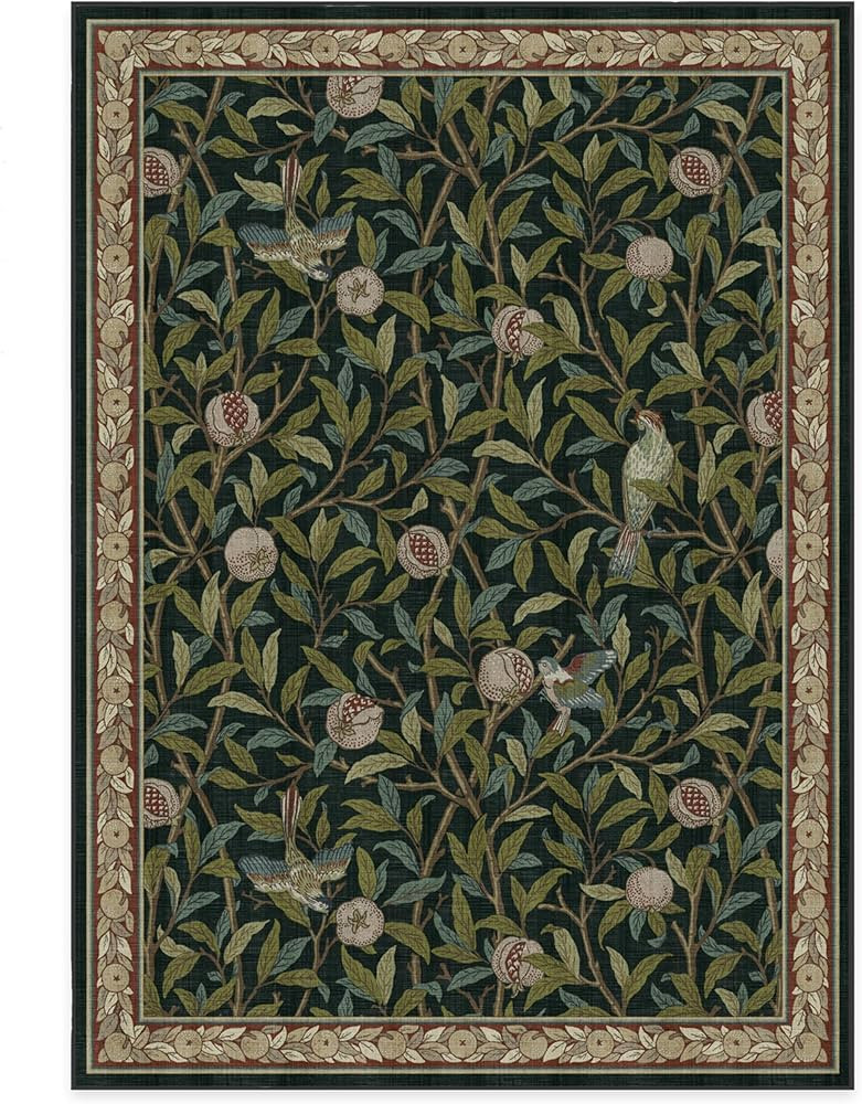 RUGGABLE x Morris & Co Washable 5x7 Area Rug, Pomegranate Blue Green, Premium Rugs for Living Roo... | Amazon (US)