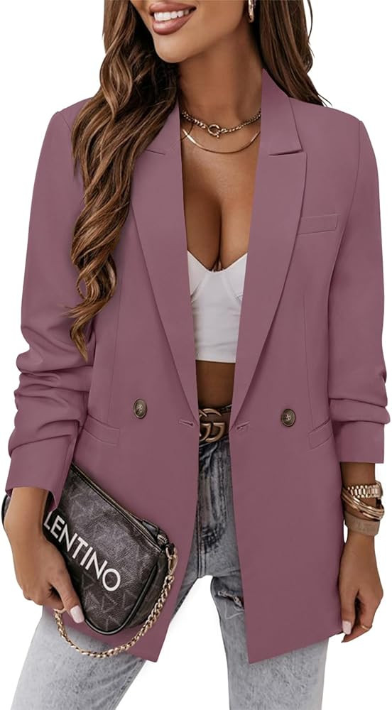 CRAZY GRID Women Business Casual Blazer Jacket Fashion with Lined Work Professional Suit Jacket | Amazon (US)