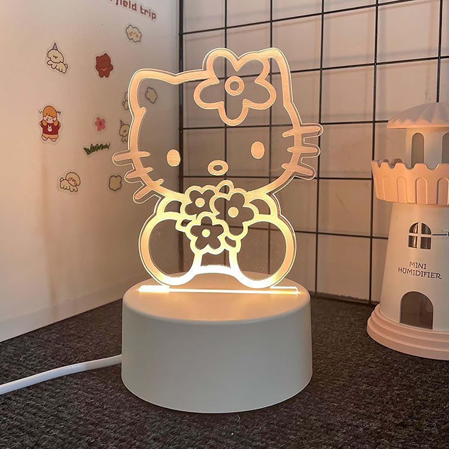 3D Cartoon Night Light, LED Desk Lamp 3 Color Change Decor Night Light, Kawaii Acrylic Sleep Nigh... | Amazon (US)