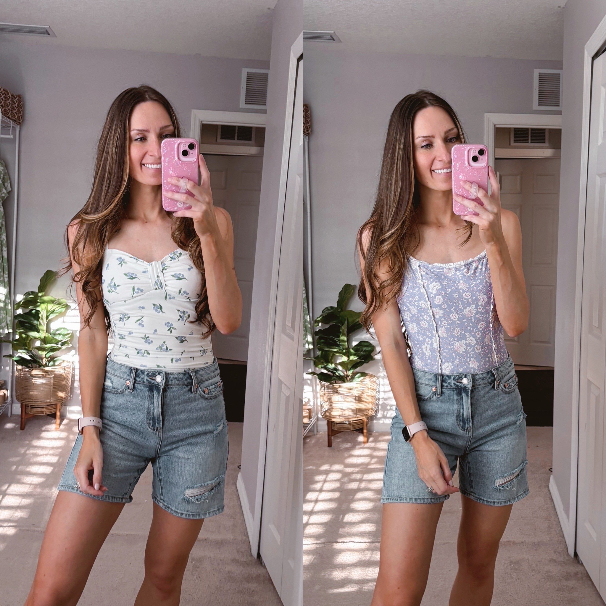 Target swim is on sale!! These 2 are my top picks! Love this blueberry swimsuit and this paisley one! 

**sizing:
Wearing a small in both suits 
Shorts: 2, fit tts


#targetfinds #targetswim

#LTKSaleAlert #LTKSwim #LTKSeasonal