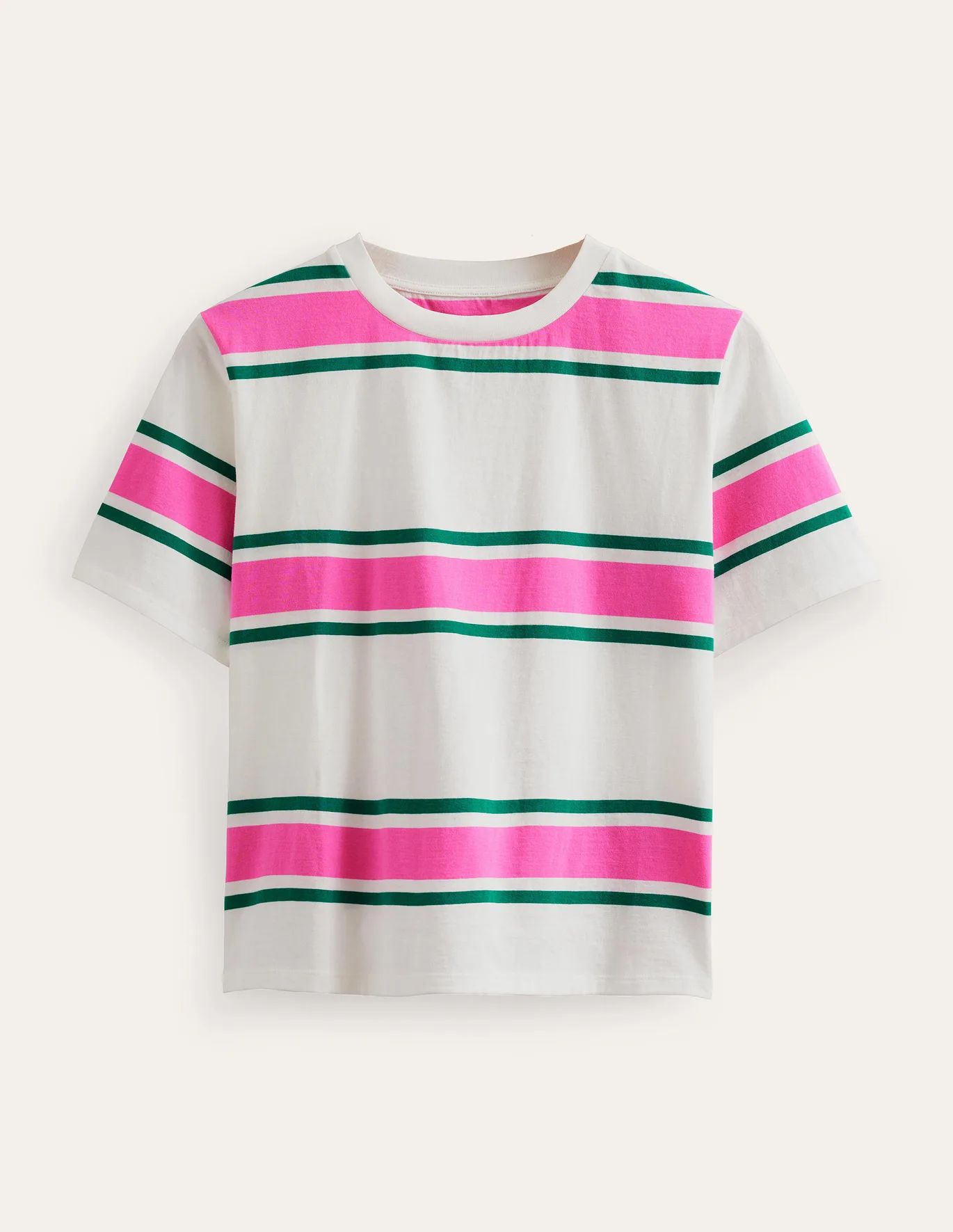 Boxy Stripe T-Shirt - Festival Pink/Bright Emerald | Boden (US)