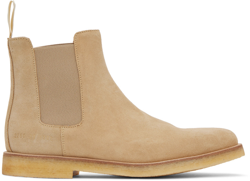 Common Projects Tan Suede Chelsea Boots | SSENSE