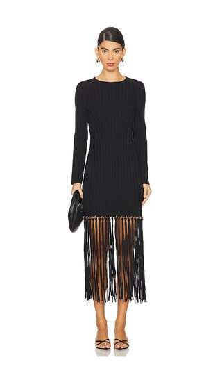Sharron Maxi Fringe Dress in Black | Revolve Clothing (Global)