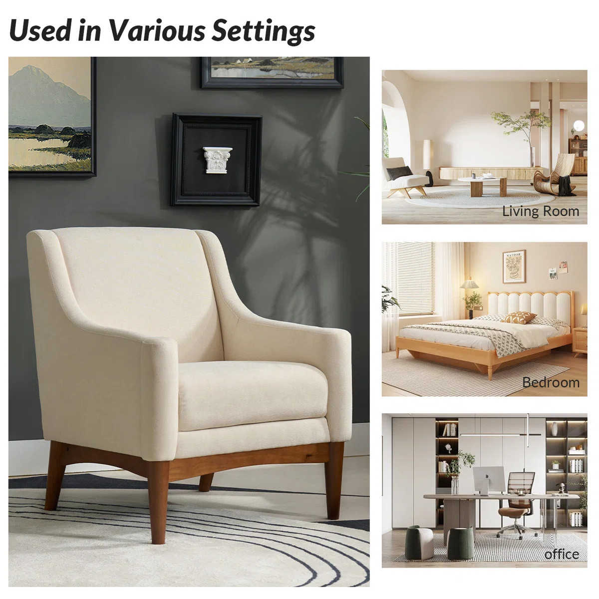 Arshanti 28.7" W Armchair With Solid Wood Legs (Set of 2) | Wayfair North America