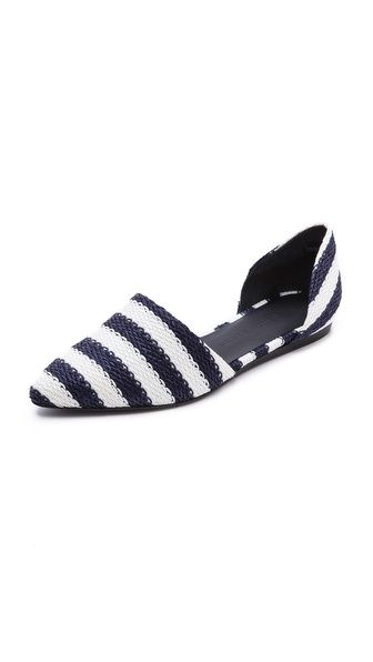 Jenni Kayne Stripe Raffia D'Orsay Flats - Navy/White | Shopbop