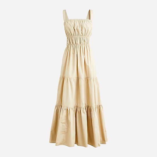 Tiered midi dress with removable straps | J.Crew US