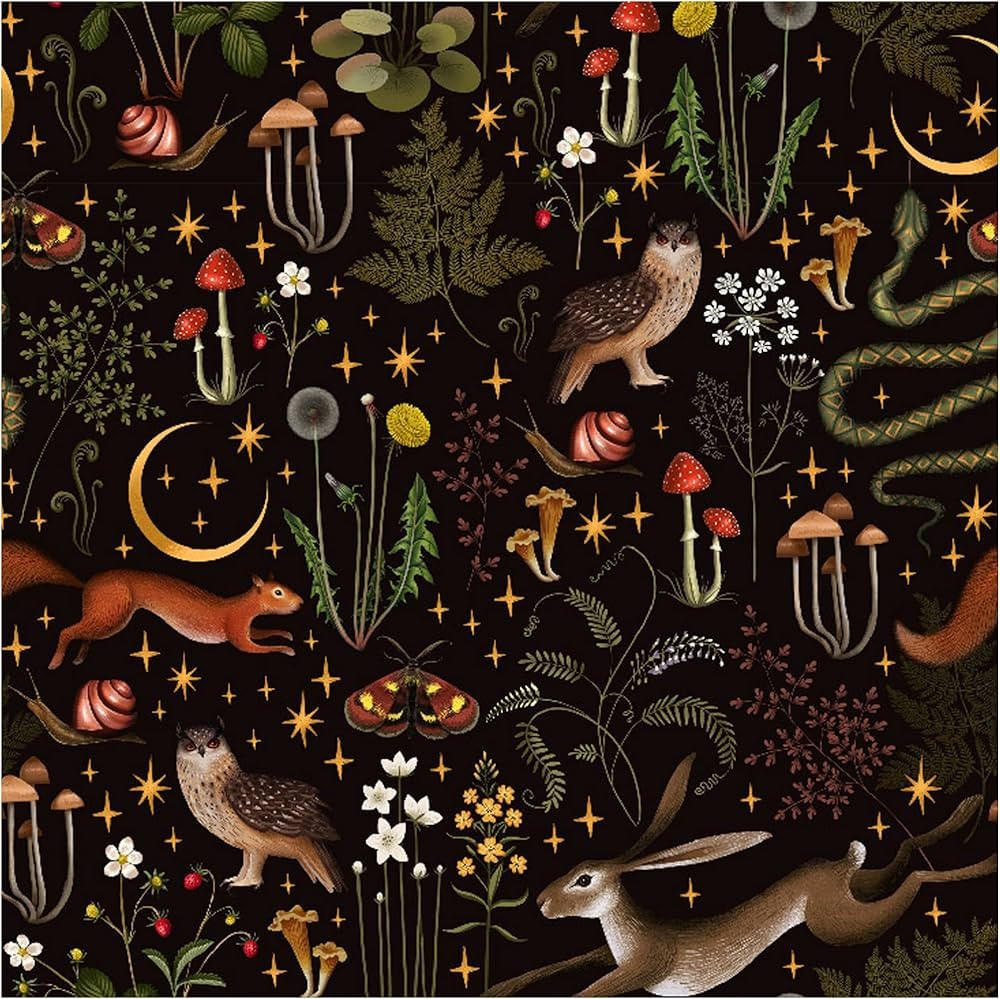 UniGoos Animals Mushroom Owl Peel and Stick Wallpaper Retro Vinyl Self-Adhesive Snails Temporary ... | Amazon (US)