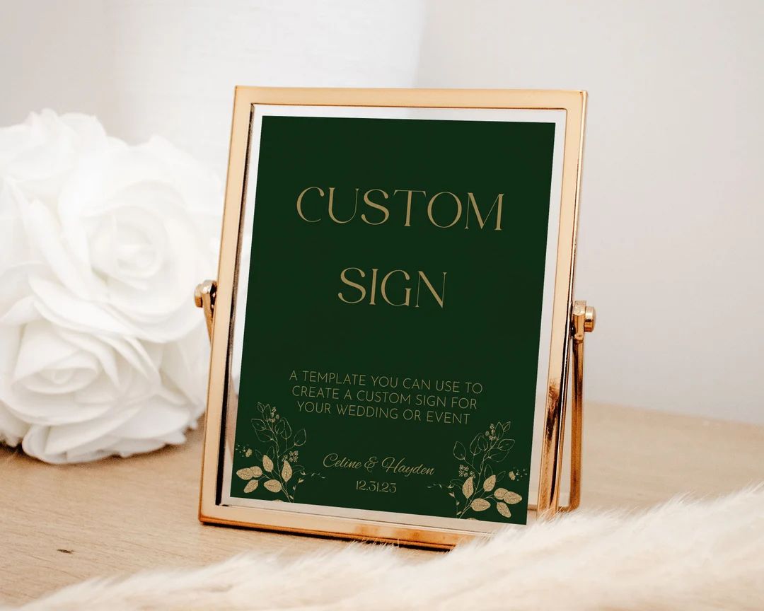 Custom Wedding Sign Emerald Green Wedding Table Sign Winter - Etsy | Etsy (US)