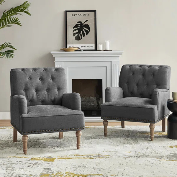 Wilkey Armchair with Tufted Back with Solid Wood Legs | Wayfair North America