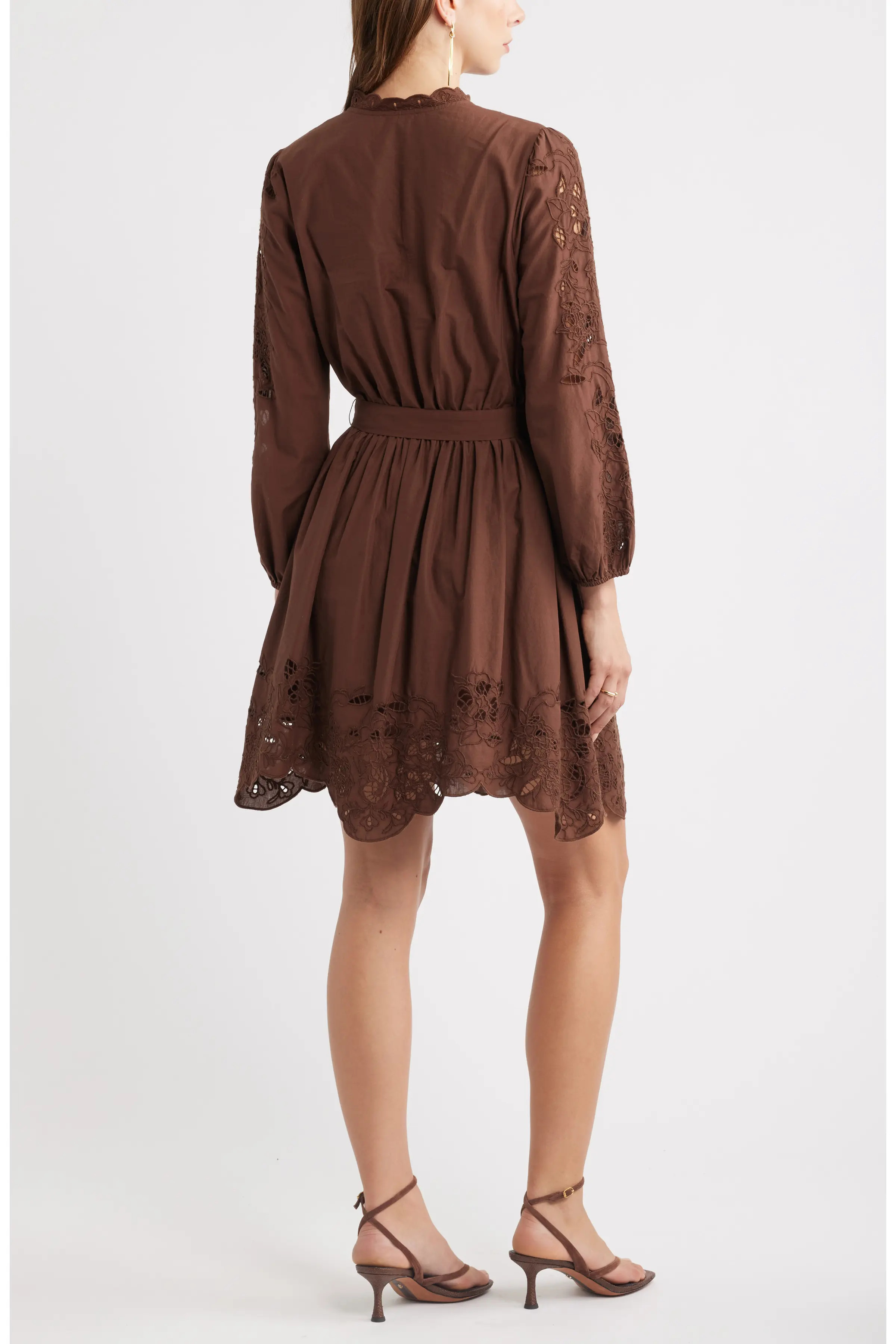 Chelsea28 Embroidered Long Sleeve Tie Waist Minidress (Women) | Nordstrom | Nordstrom