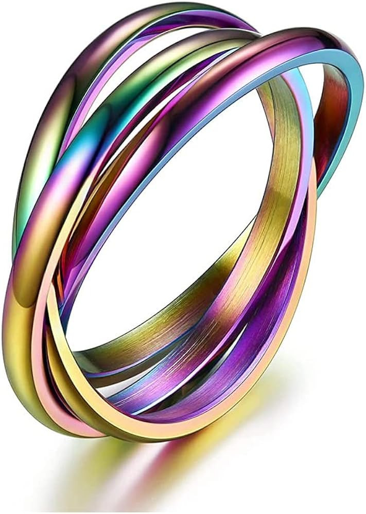 Triple Interlocking Rolling Rings Minimalist Stainless Steel Stacking Cross Rings Minimalist Prom... | Amazon (US)