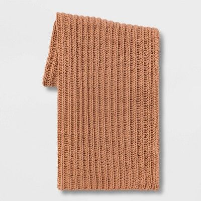 Chunky Knit Throw Blanket Terracotta - Threshold&#8482; | Target