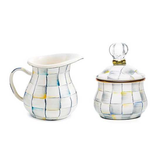 Sterling Check Enamel Creamer & Sugar Set | MacKenzie-Childs