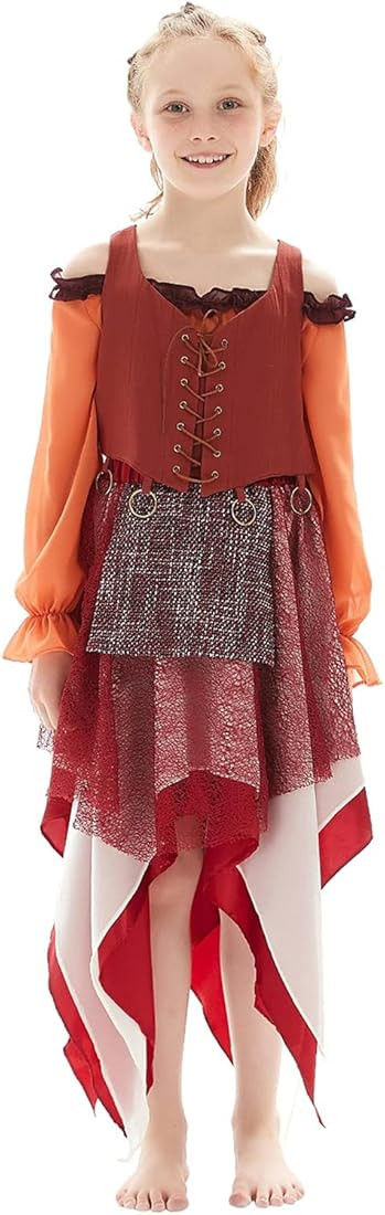Kids Girls Sarah Sanderson Costume Winifred Sanderson Halloween Witch Cosplay Dress Outfit for Child | Amazon (US)