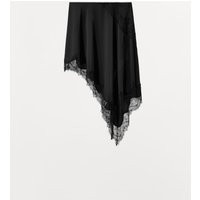 Zara - Asymmetric Satin Skirt With Lace - Women - Black - Women | Zara US