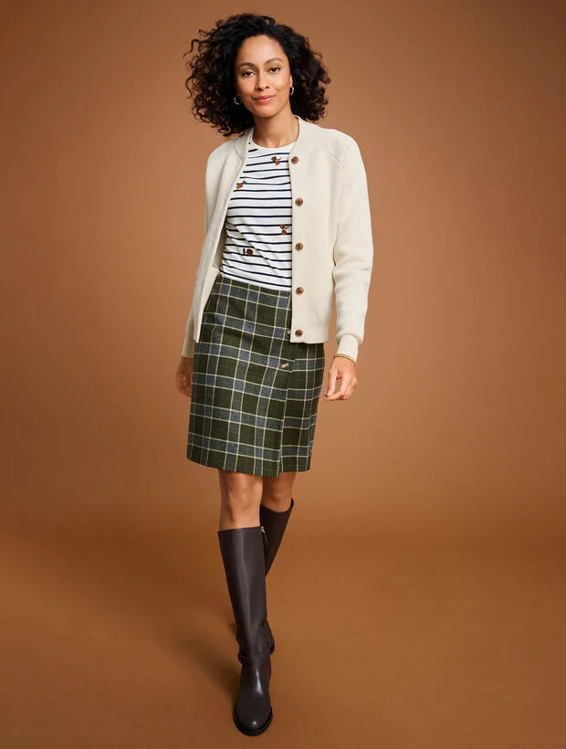 Faux Wrap A-Line Skirt - Shetland Plaid | Talbots