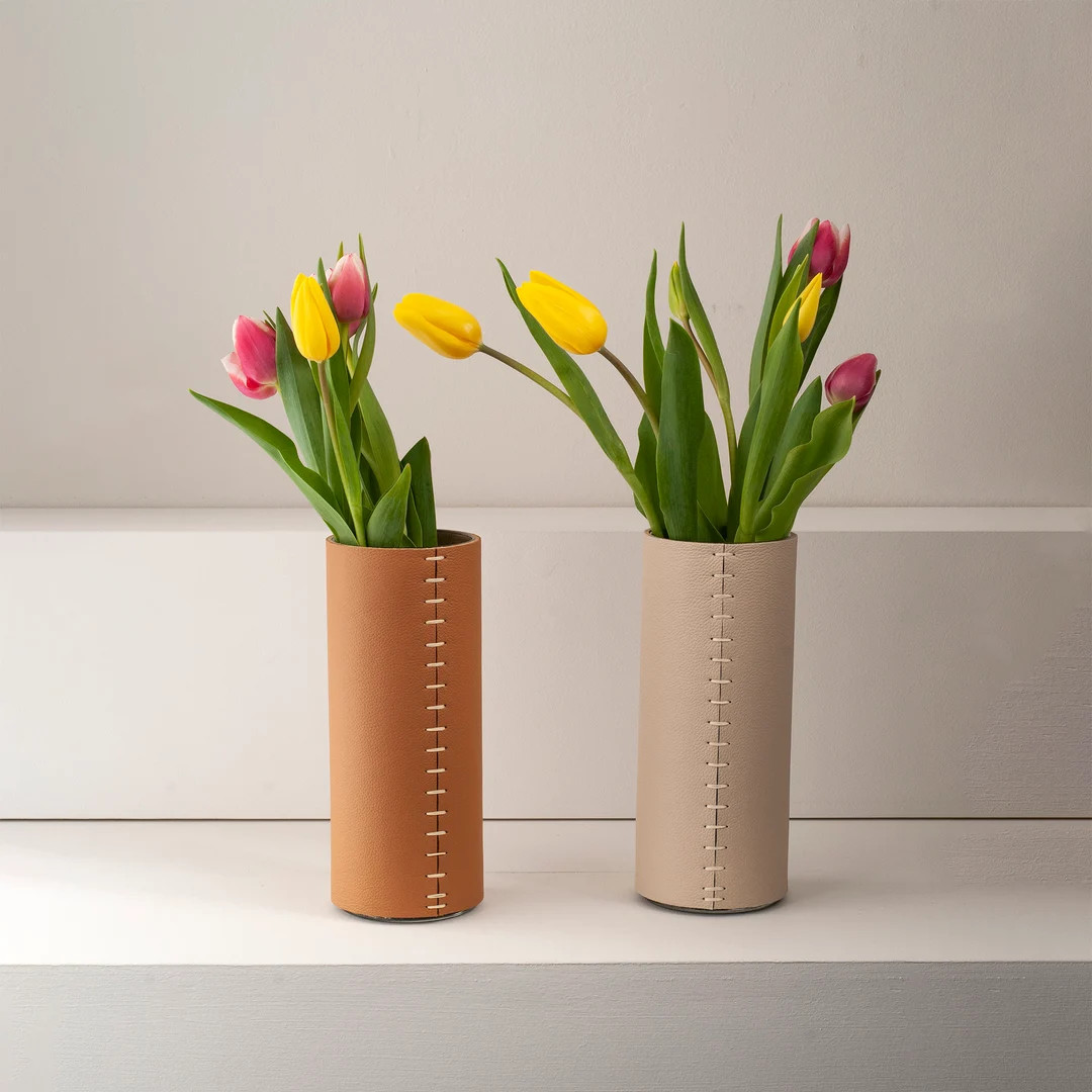 Christmas Home Gift Vase Leather Wrapped Flower Vase Luxurious - Etsy | Etsy (US)