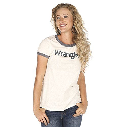 Wrangler Women's Short Sleeve Ringer Tee Shirt, White, S | Amazon (US)
